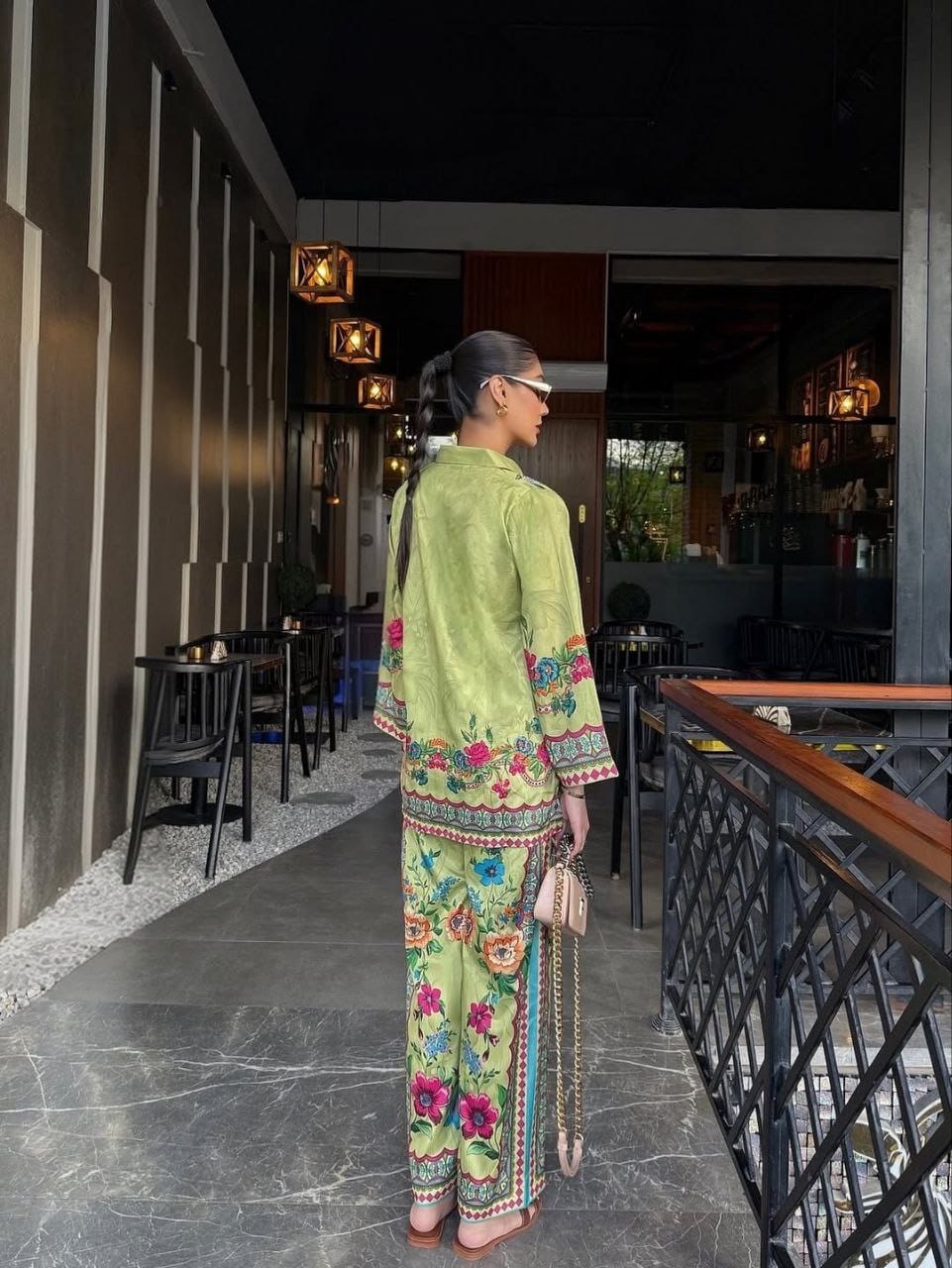 Printed Crepe Cord Set for Women YD_040_599