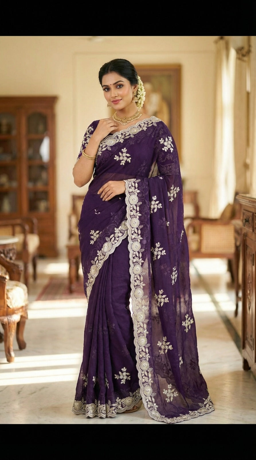 Crush Silk Sequins Embroidery Saree – Ena_1250SSVF