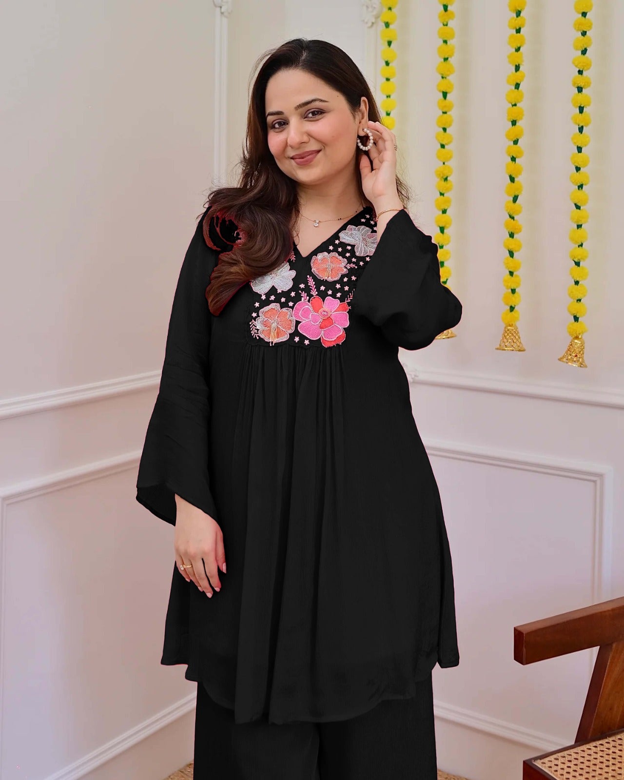 Elegant Festive Georgette Co-Ord Set for Women with Embroidery Work – Party & Daily Wear_ssvf (M to 3XL)