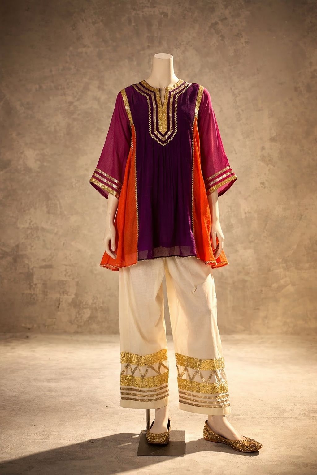 Designer Chanderi 2 Piece Suit with Lace Work ssvf.kr1002