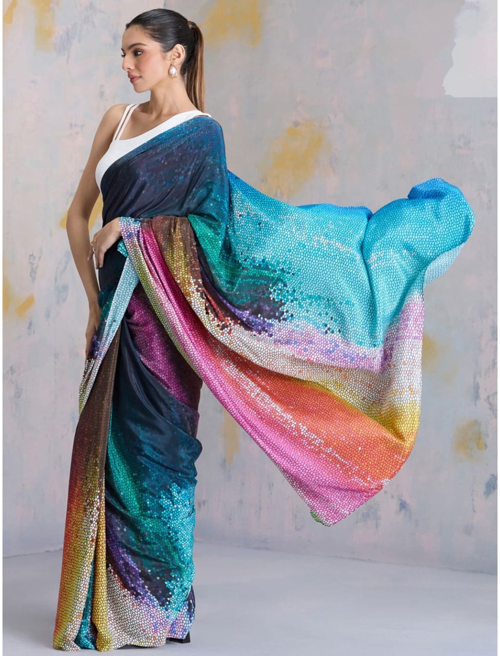 Original Japan Satin Digital Print Saree_650SS