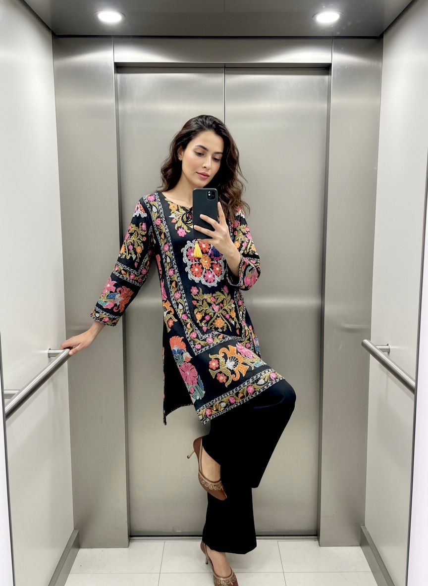 Elegant Black Magic Cotton Co-Ord Set with Palazzo | Premium Women's Casual & Ethnic Wear_ssf850