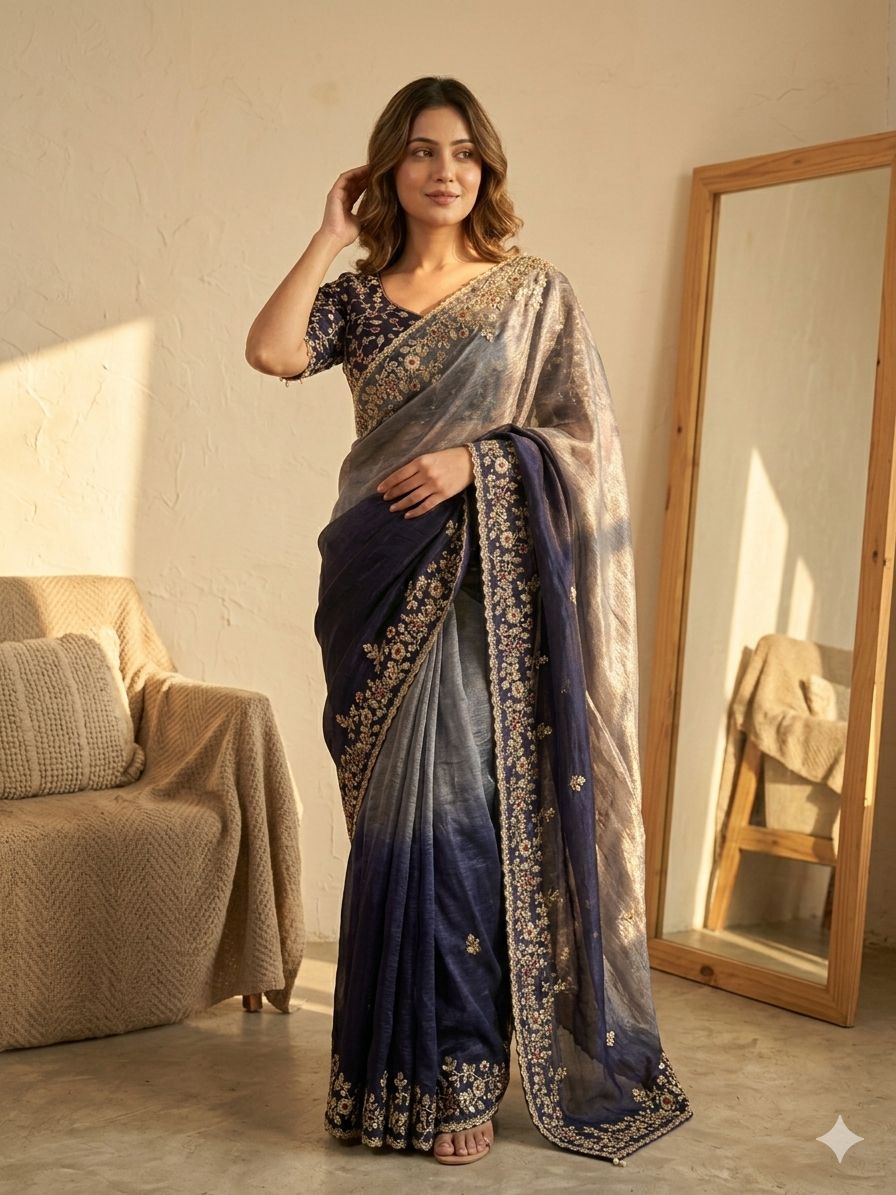 Frendy Chiffon Sequins Embroidery Saree – NC-5568.1349SS