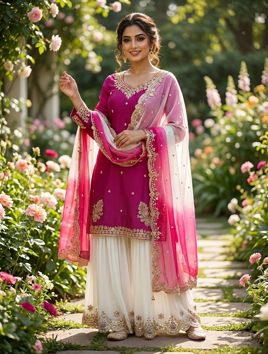 French Crepe Embroidered Kurti Set with Organza Dupatta ssvf_jL1041.1299