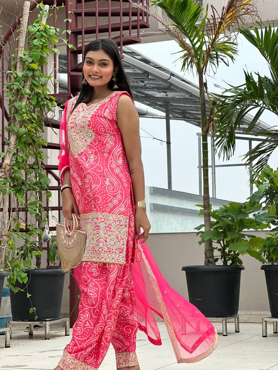 Designer Chinon Silk Embroidered Dhoti Set with Dupatta | Ready-to-Wear Collection