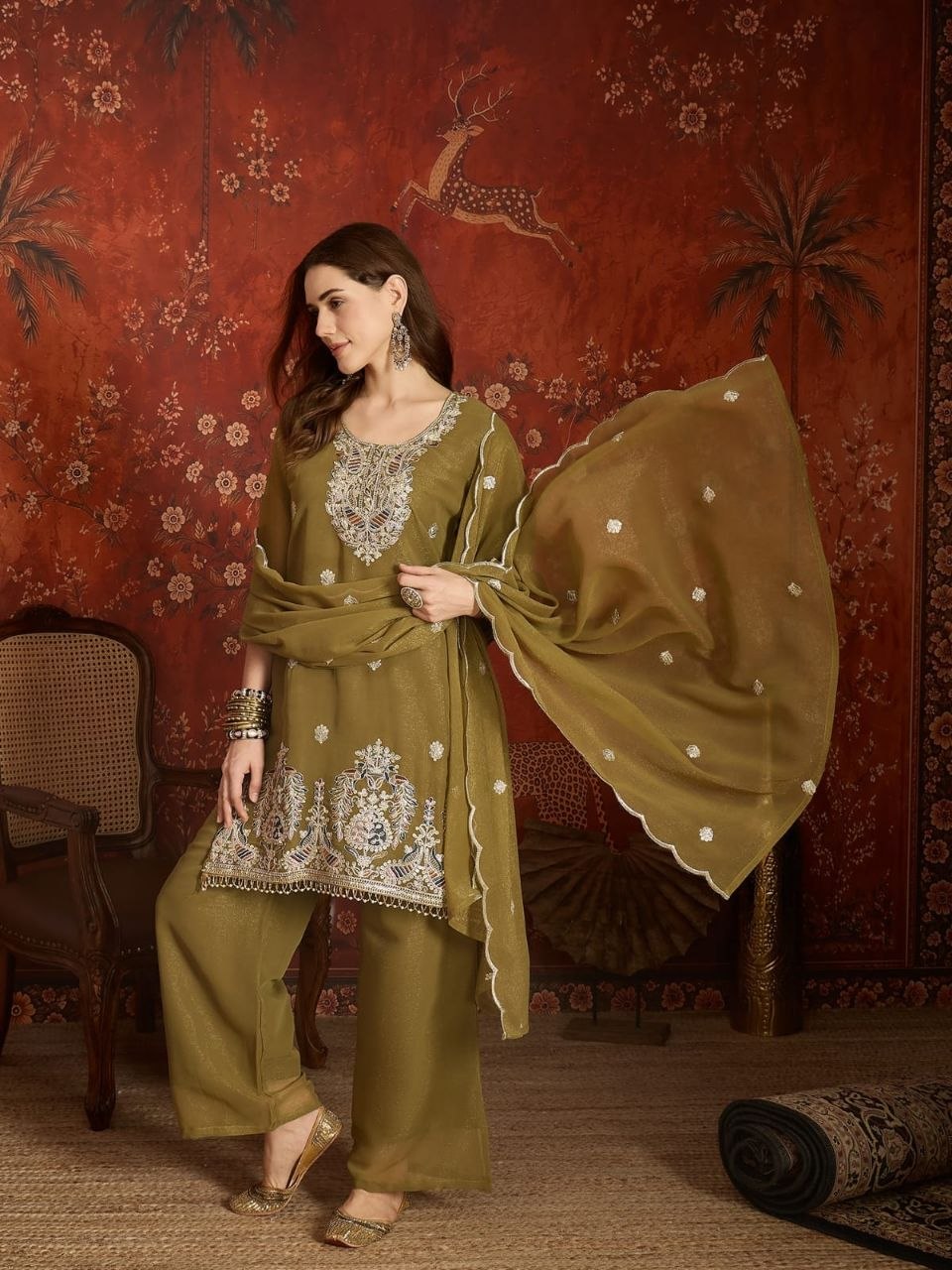 Premium Embroidered Sharara Set for Women with Designer Dupatta | Wedding & Festive Wear | TIGIQ