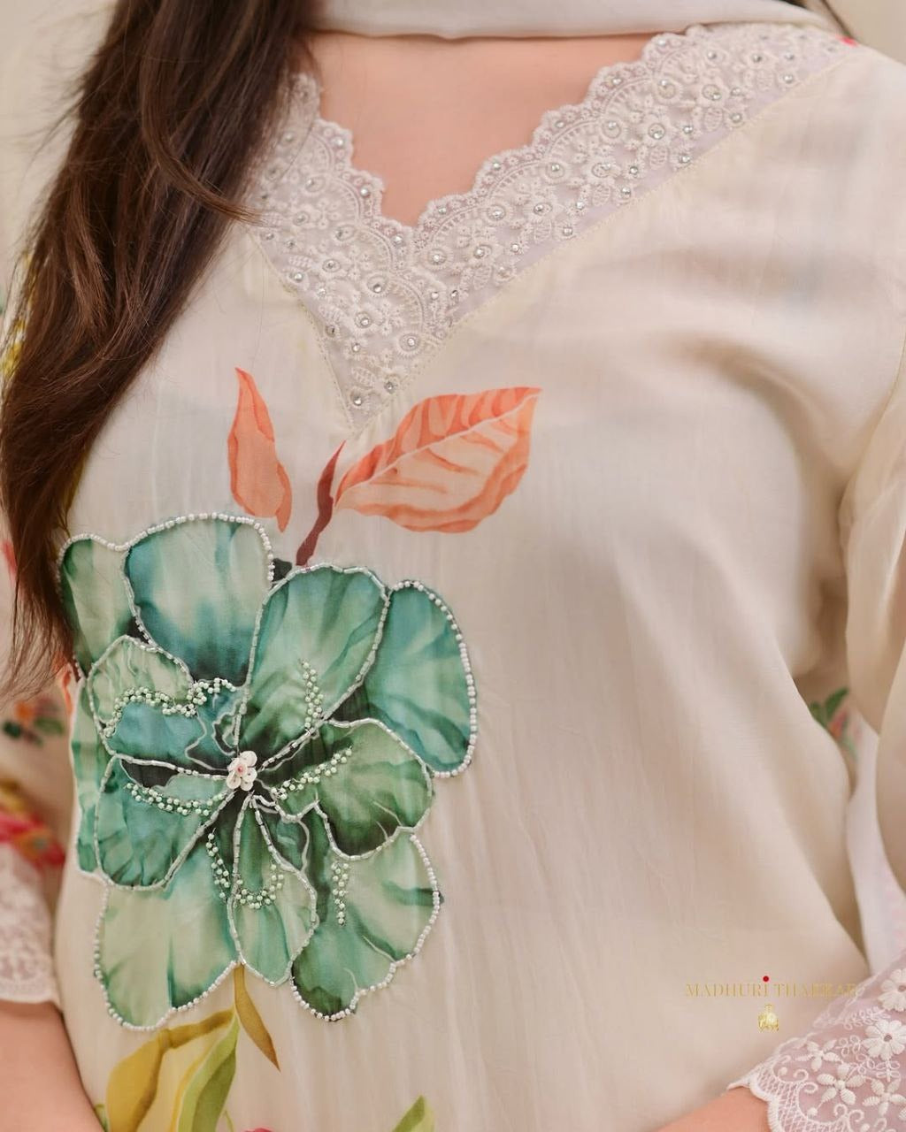Orgenza Handwork Suit Set with Dupatta