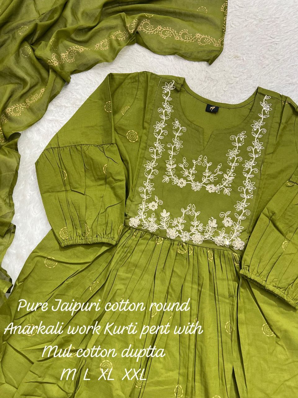 Anarkali Cotton Kurta Set with Malmal Dupatta