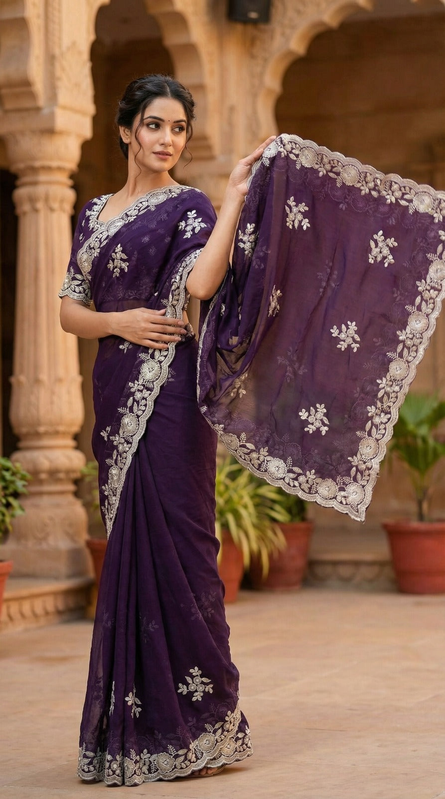 Crush Silk Sequins Embroidery Saree – Ena_1250SSVF