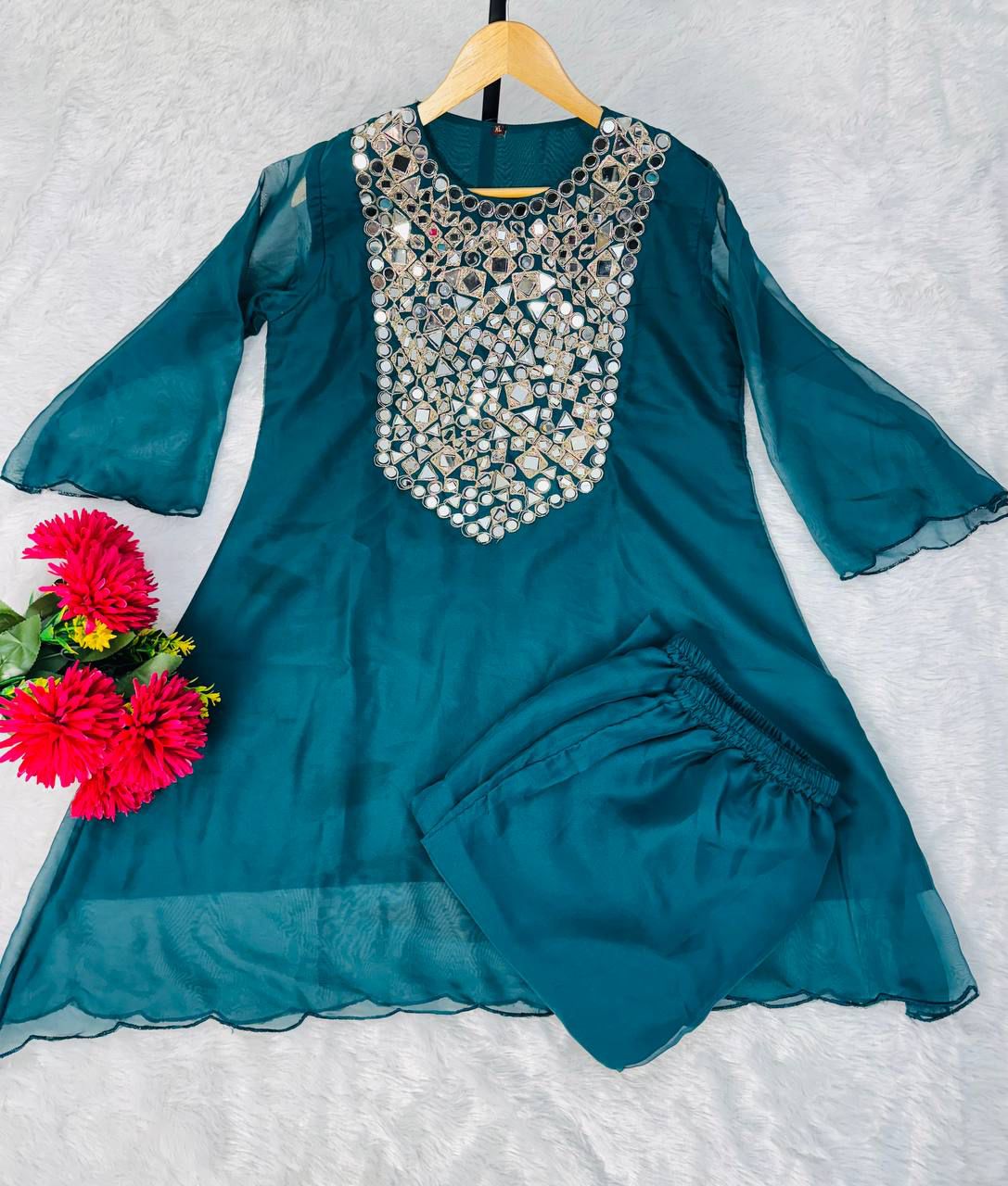 Designer Tebby Silk Embroidered Co-Ord Set for Women with Mirror Work – Festive Wear_ssvf_F4U 1048