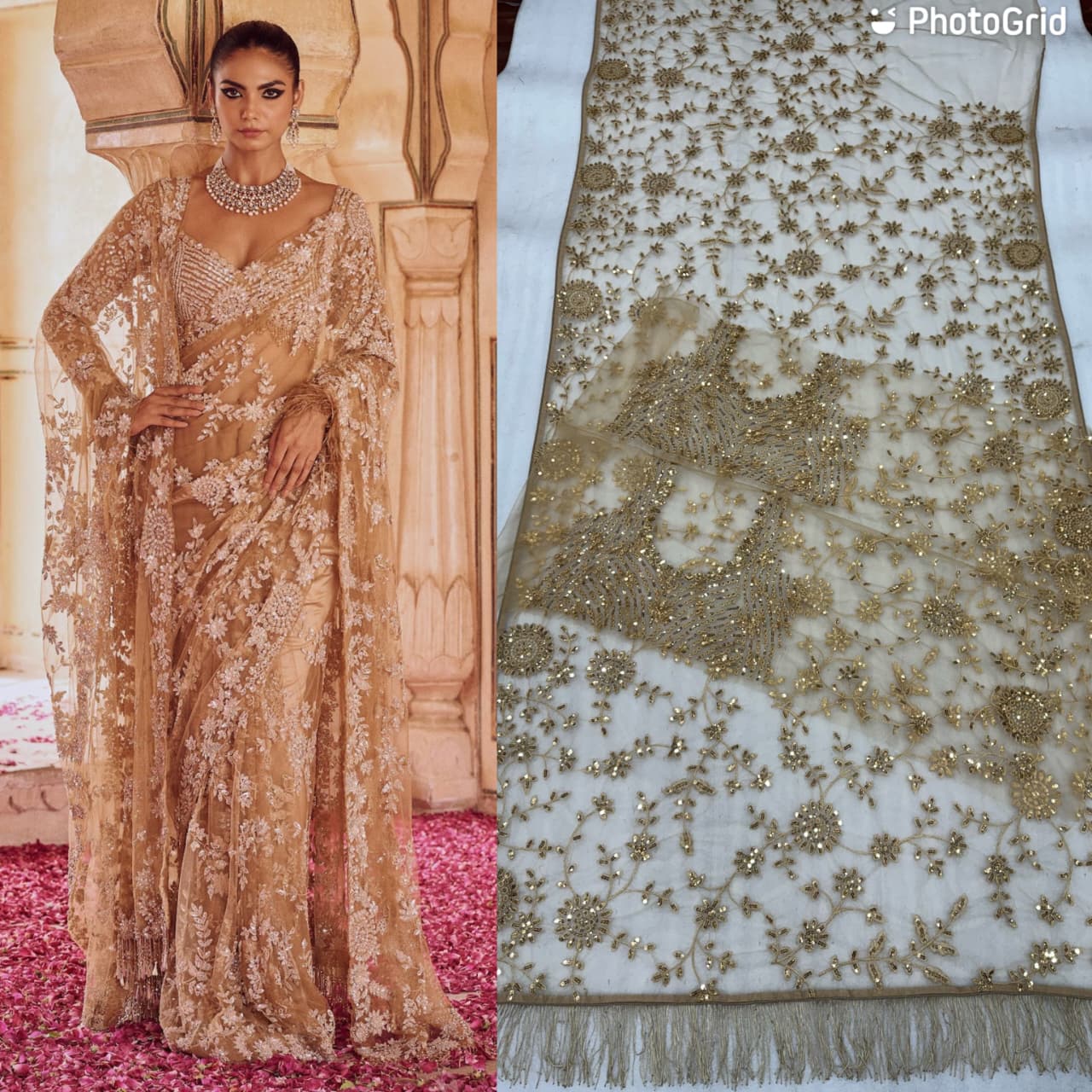Mono Net Heavy Sequins Embroidery Saree_999SS