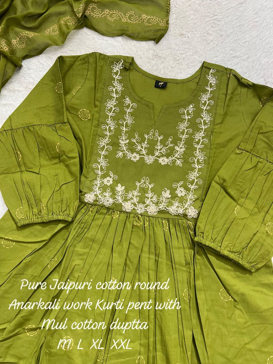 Anarkali Cotton Kurta Set with Malmal Dupatta