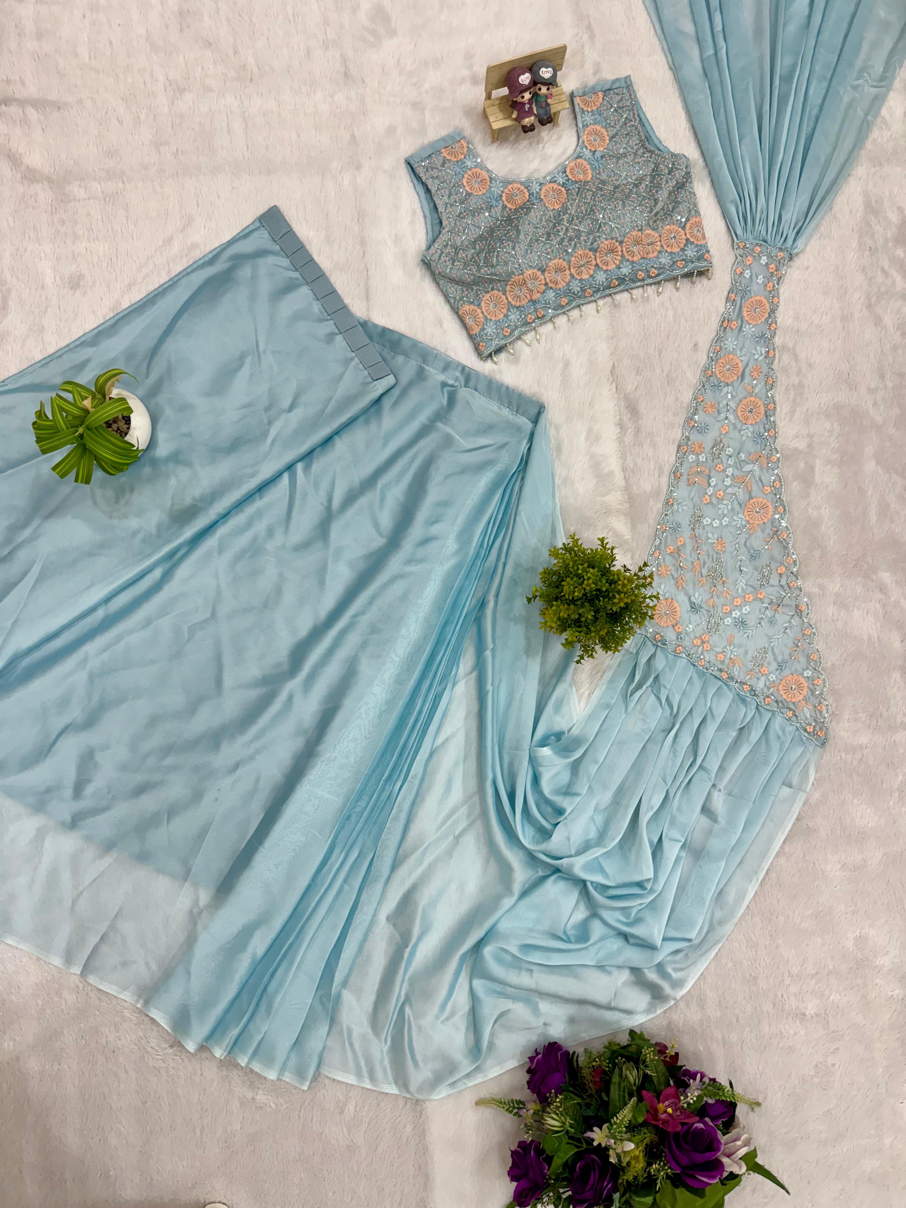Ready to Wear Rangoli Silk Drape Saree with Fully Embroidered Blouse (ST-1167_1050)