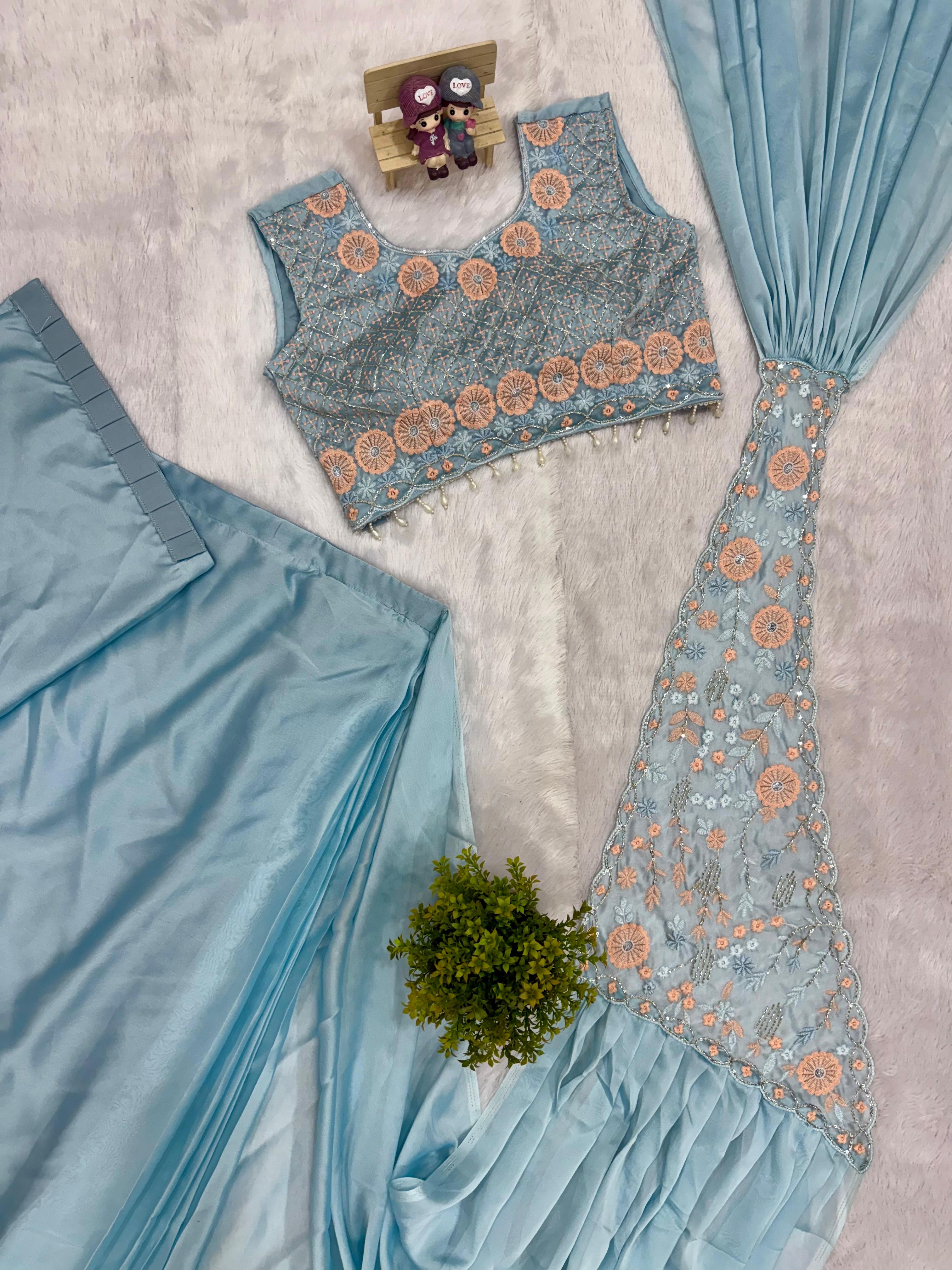 Ready to Wear Rangoli Silk Drape Saree with Fully Embroidered Blouse (ST-1167_1050)