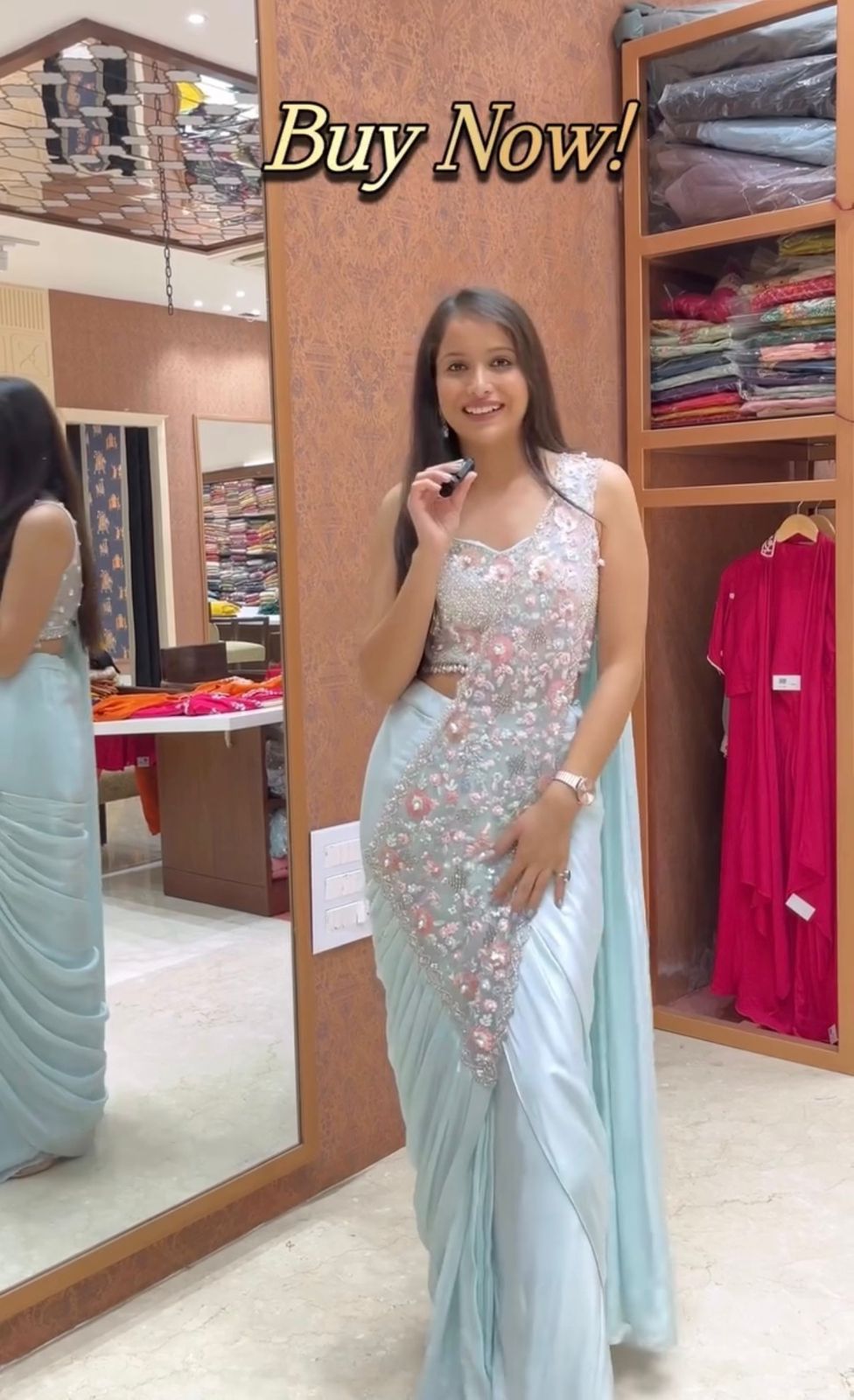 Ready to Wear Rangoli Silk Drape Saree with Fully Embroidered Blouse (ST-1167_1050)