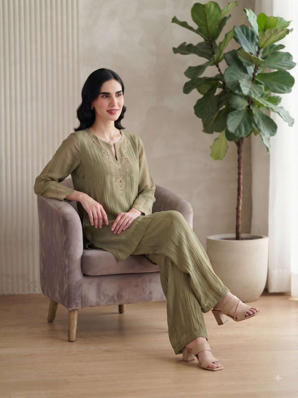 Women’s Salsa Silk Embroidered Sharara Palazzo Set with Dupatta | Stone & Coding Work | Festive & Wedding Wear