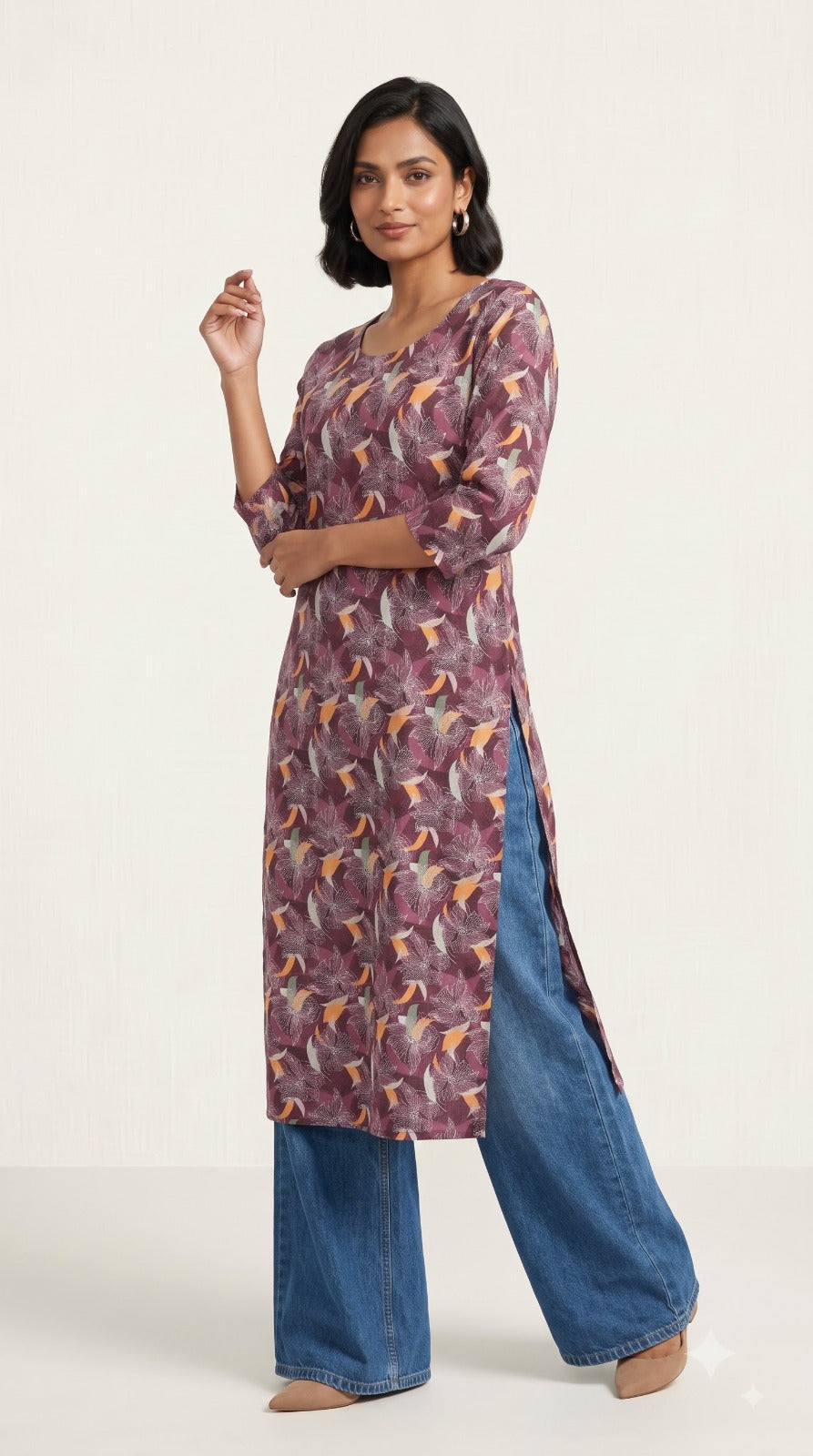 Premium Rayon Slub Floral Printed Women’s Kurti – Soft, Comfortable & Stylish (S to XXL)