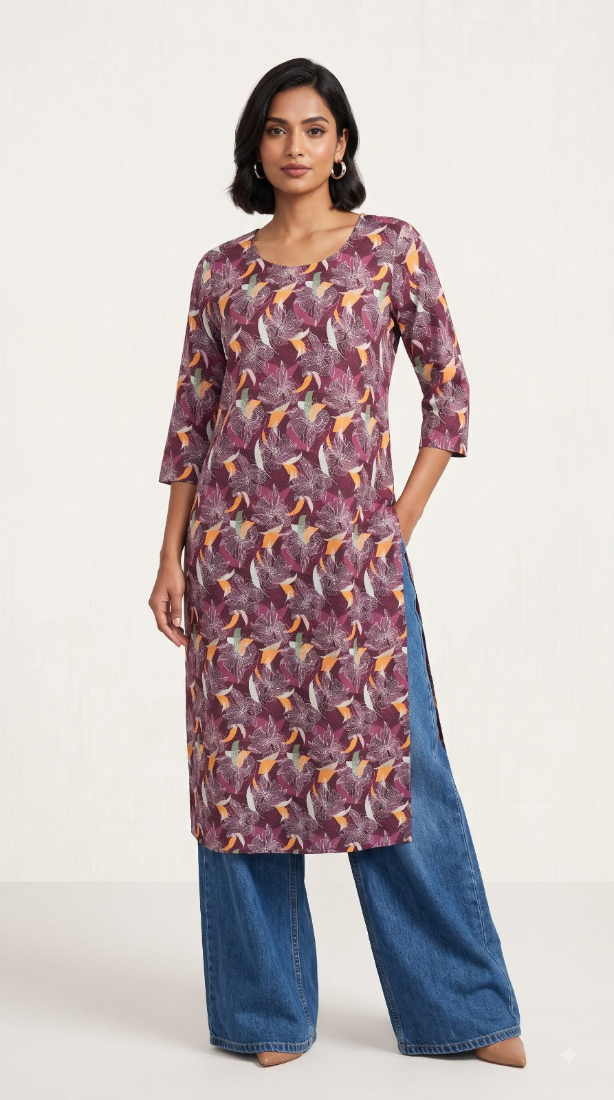 Premium Rayon Slub Floral Printed Women’s Kurti – Soft, Comfortable & Stylish (S to XXL)