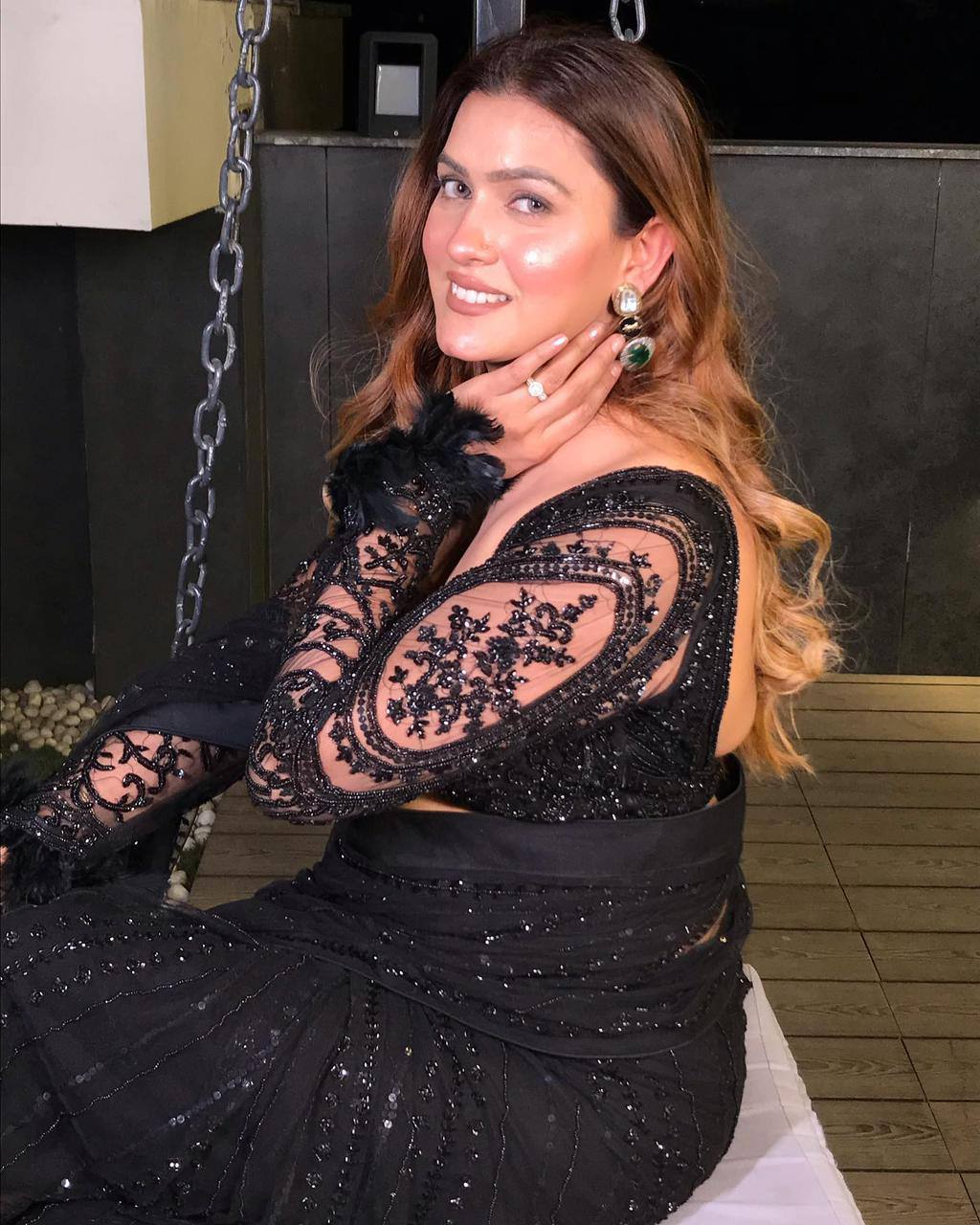 Midnight Glam Black Net Saree