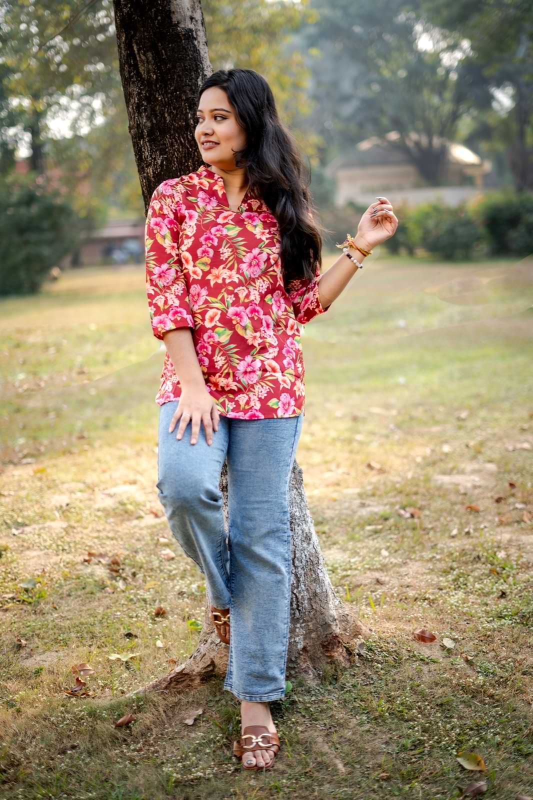 Premium Rayon Slub Floral Printed Women’s Top – Comfortable & Stylish (S to XXL)
