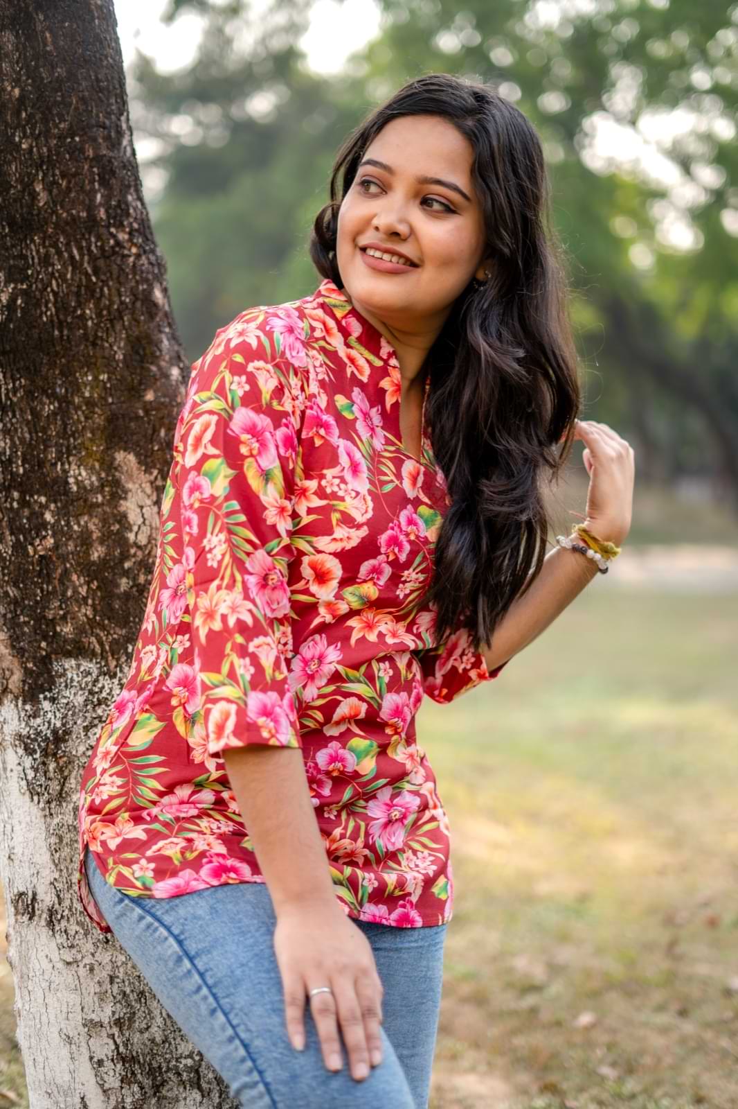 Premium Rayon Slub Floral Printed Women’s Top – Comfortable & Stylish (S to XXL)