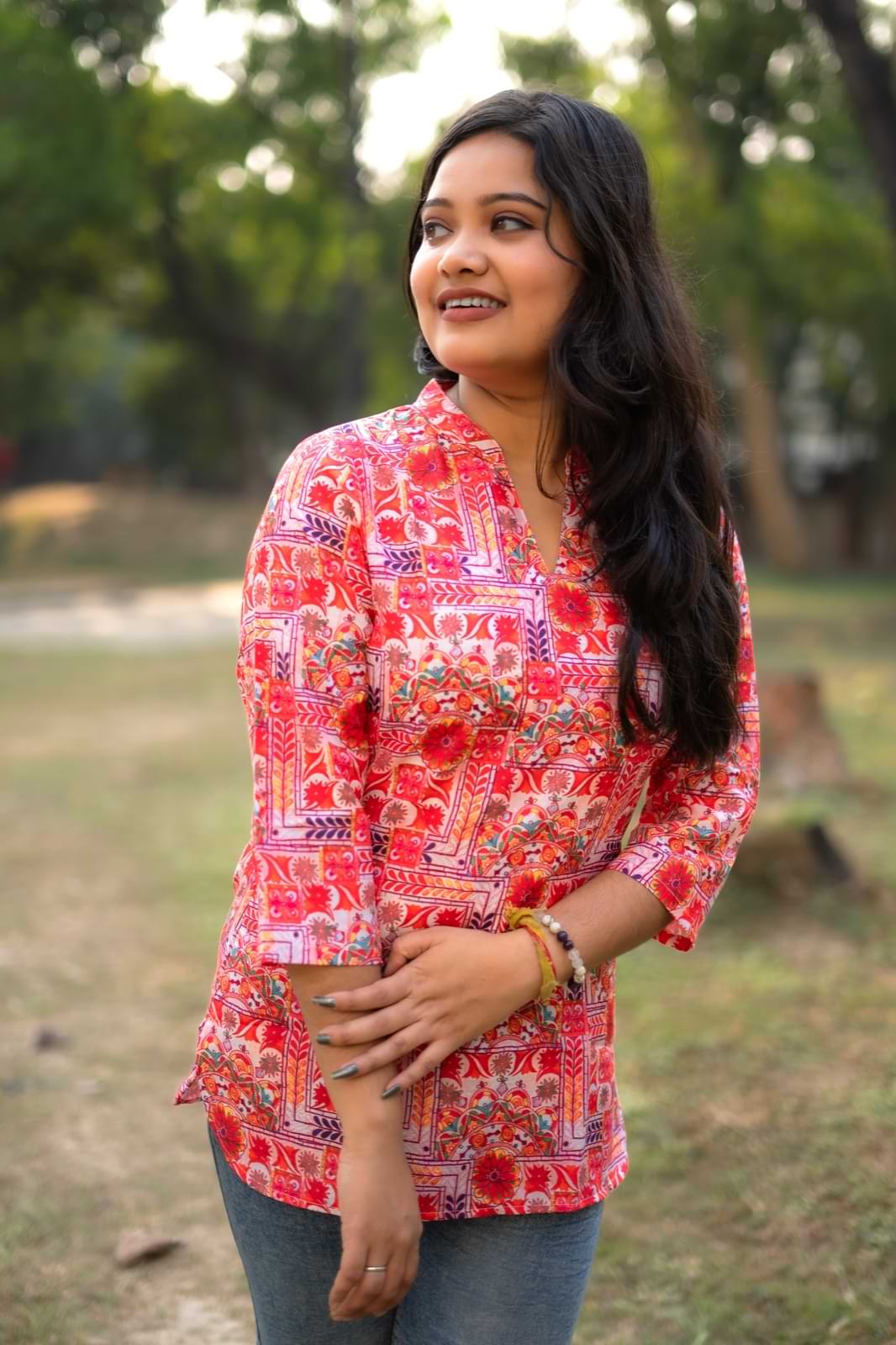 Premium Rayon Slub Floral Printed Women’s Top – Comfortable & Stylish (S to XXL)