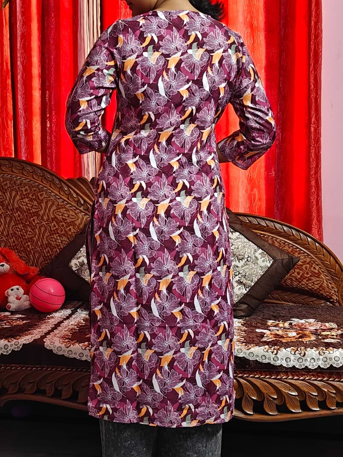 Premium Rayon Slub Floral Printed Women’s Kurti – Soft, Comfortable & Stylish (S to XXL)
