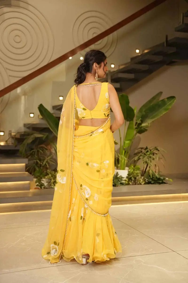 Trendy Soft Georgette Digital Print Lahenga Saree with Stitched Blouse (HV-9305_1299)