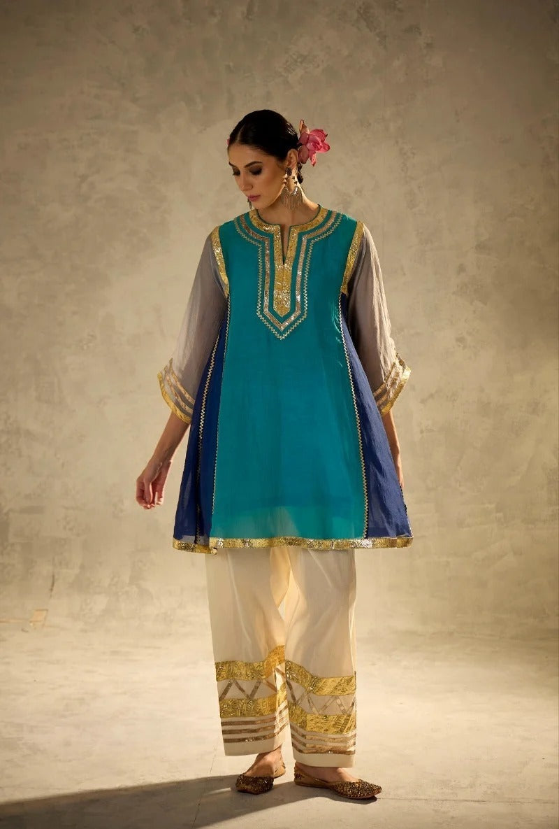 Designer Chanderi 2 Piece Suit with Lace Work ssvf.kr1002