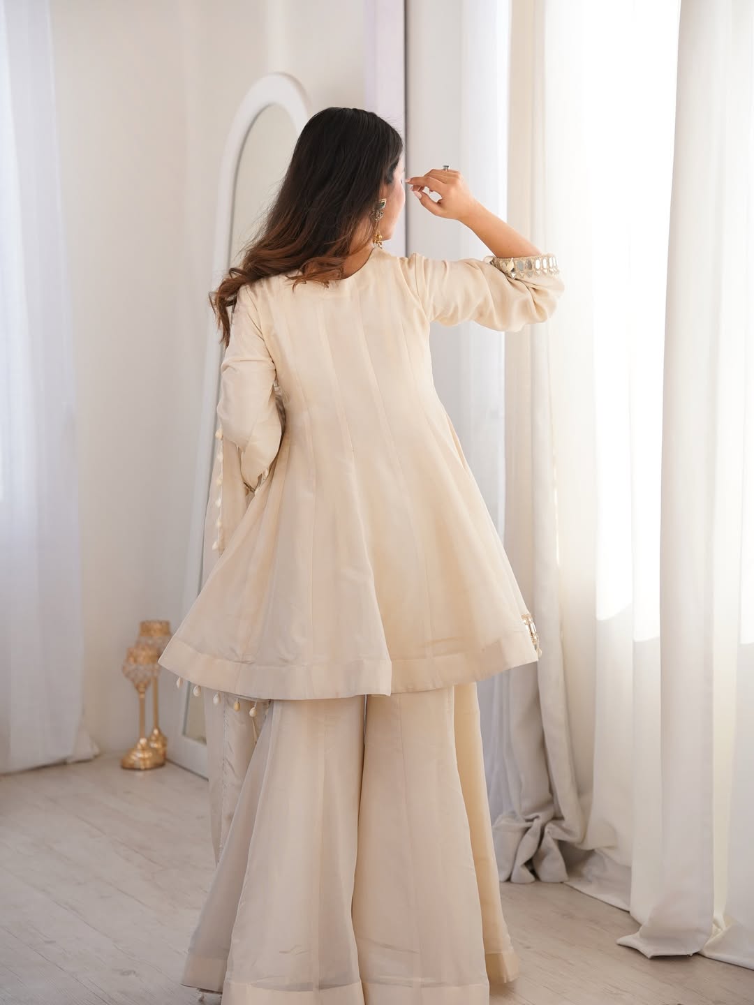 Premium Chinon Mirror Work Palazzo Set with Kodi Lace Dupatta for Women | Festive & Wedding Wear | Free Shipping | TIGIQ