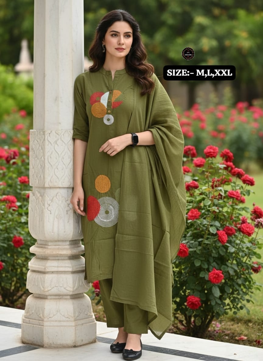 Premium Embroidered Cotton Kurta Pant Set with Malmal Dupatta for Women | Festive & Ethnic Wear | 6 Colours | Free Shipping