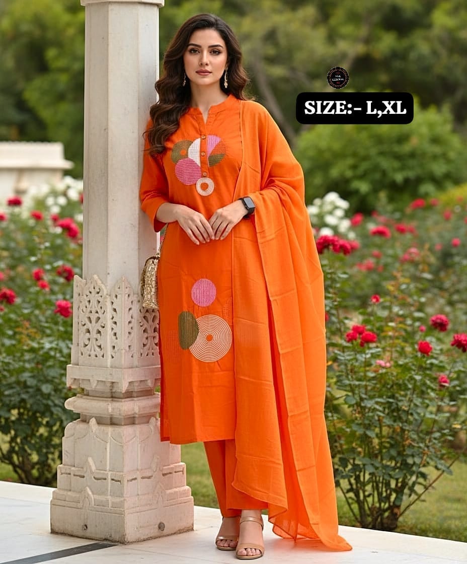 Premium Embroidered Cotton Kurta Pant Set with Malmal Dupatta for Women | Festive & Ethnic Wear | 6 Colours | Free Shipping