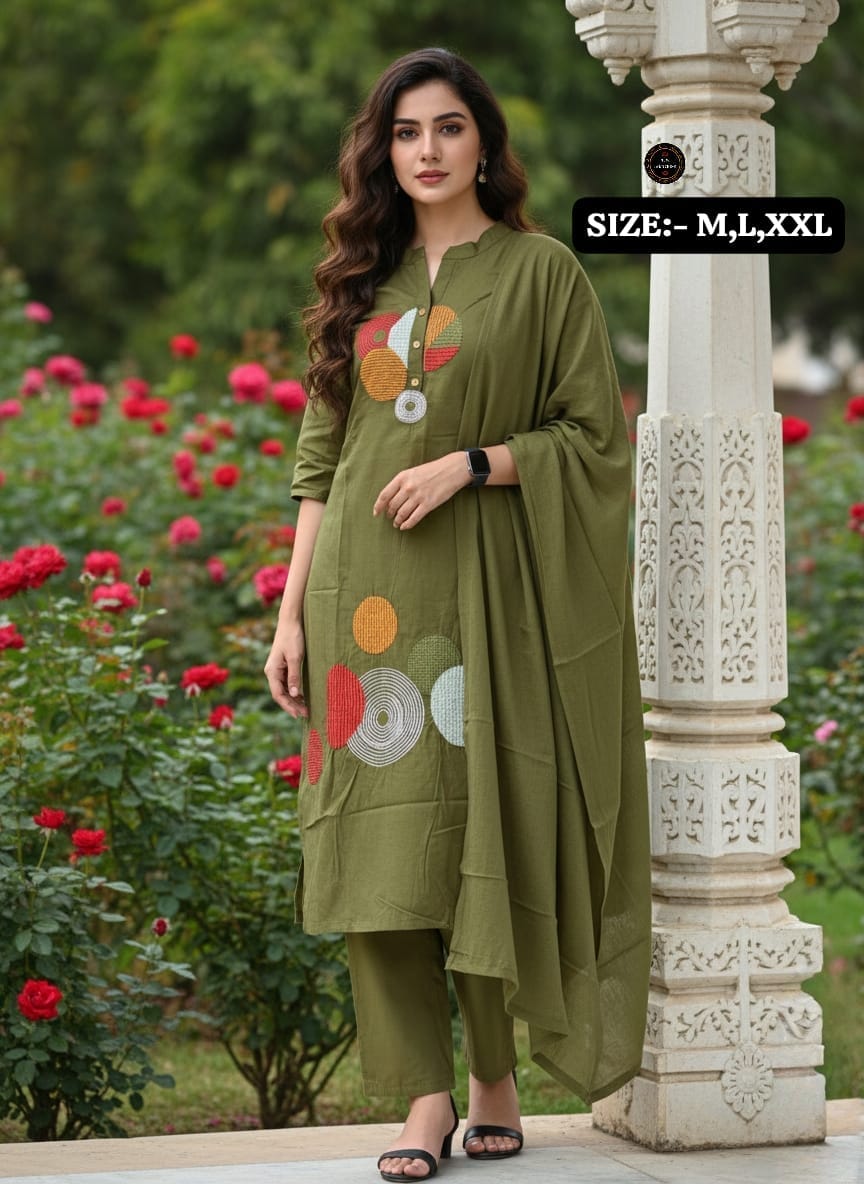 Premium Embroidered Cotton Kurta Pant Set with Malmal Dupatta for Women | Festive & Ethnic Wear | 6 Colours | Free Shipping