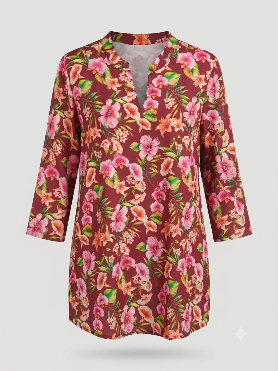 Premium Rayon Slub Floral Printed Women’s Top – Comfortable & Stylish (S to XXL)