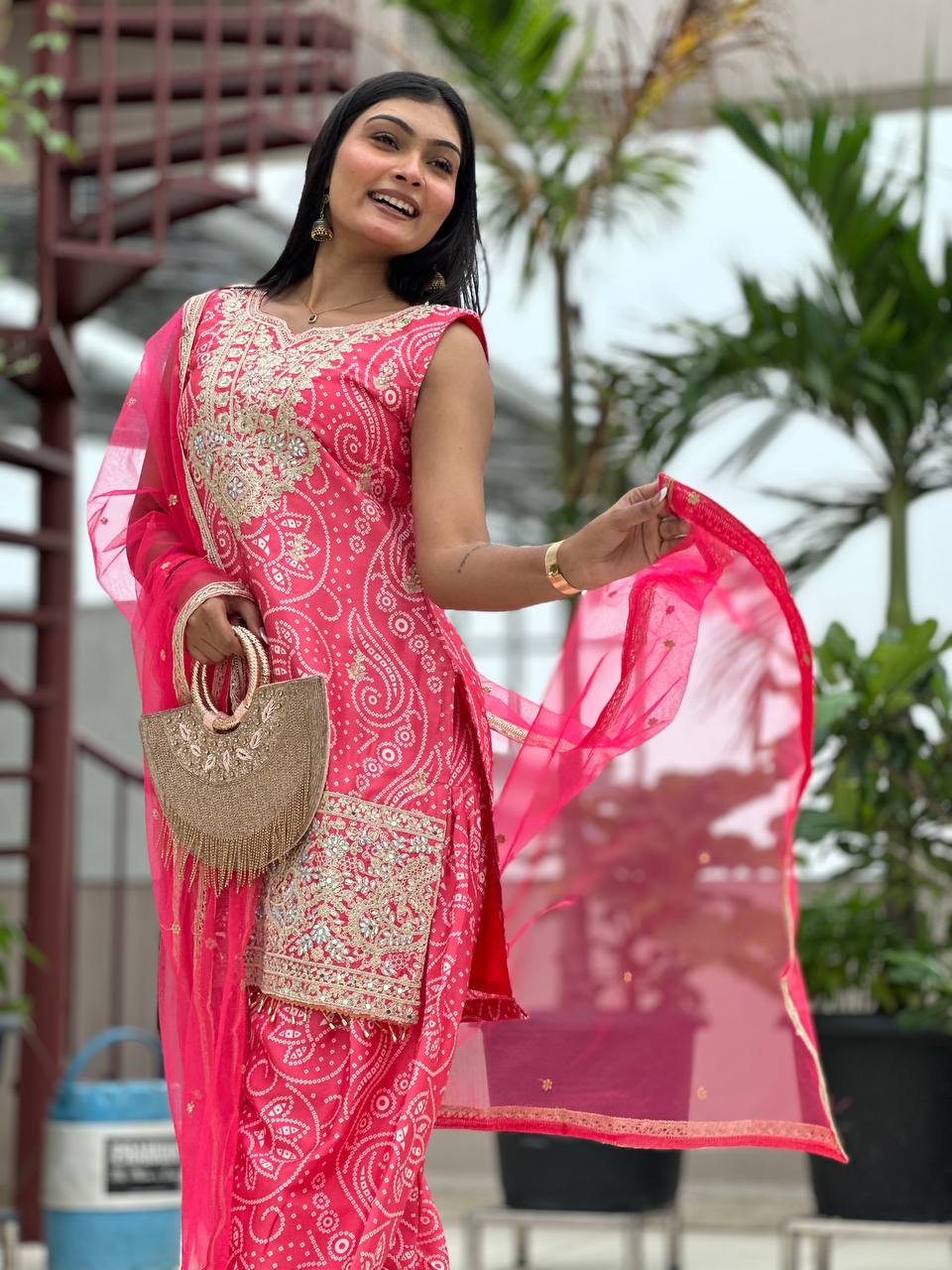 Designer Chinon Silk Embroidered Dhoti Set with Dupatta | Ready-to-Wear Collection