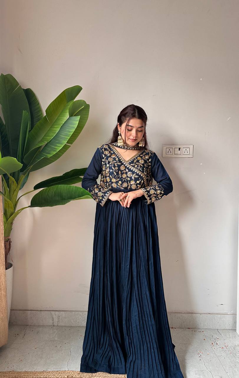 Gulnaar – Blooming Vichitra Embroidered Kurti Set with Dupatta | Premium Party & Festive Wear