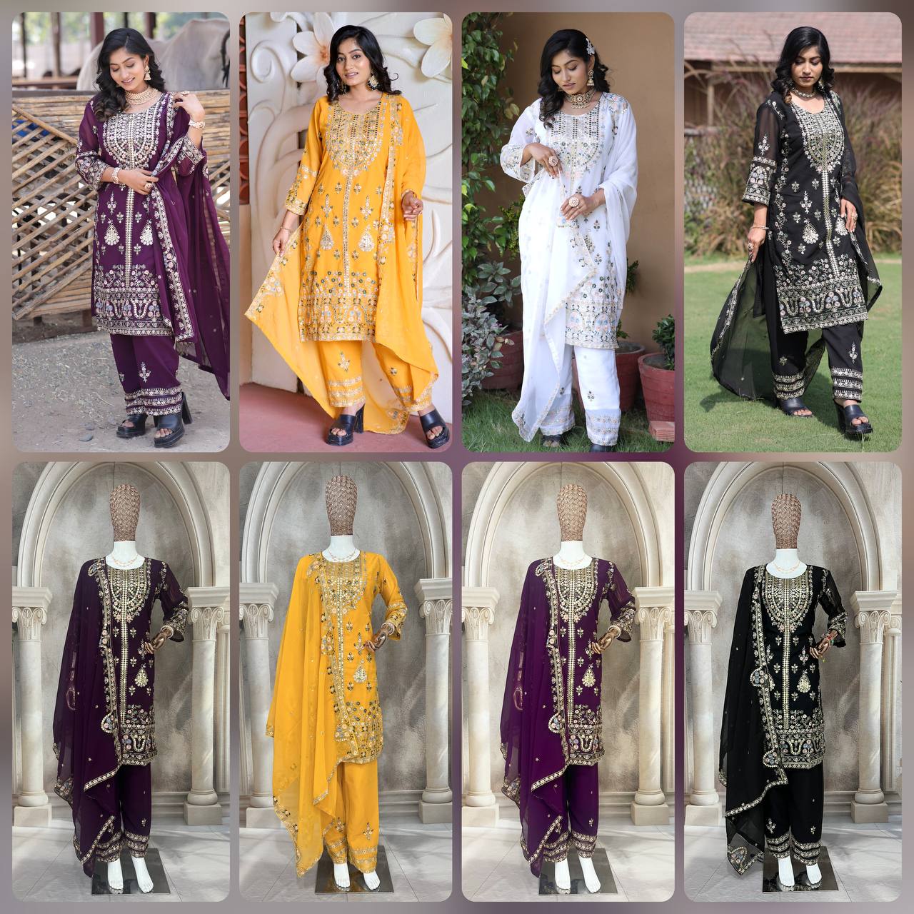 Exclusive Faux Georgette Silk Embroidered Kurti Set with Dupatta | Premium Party & Festive Wear (3 Pc Set)