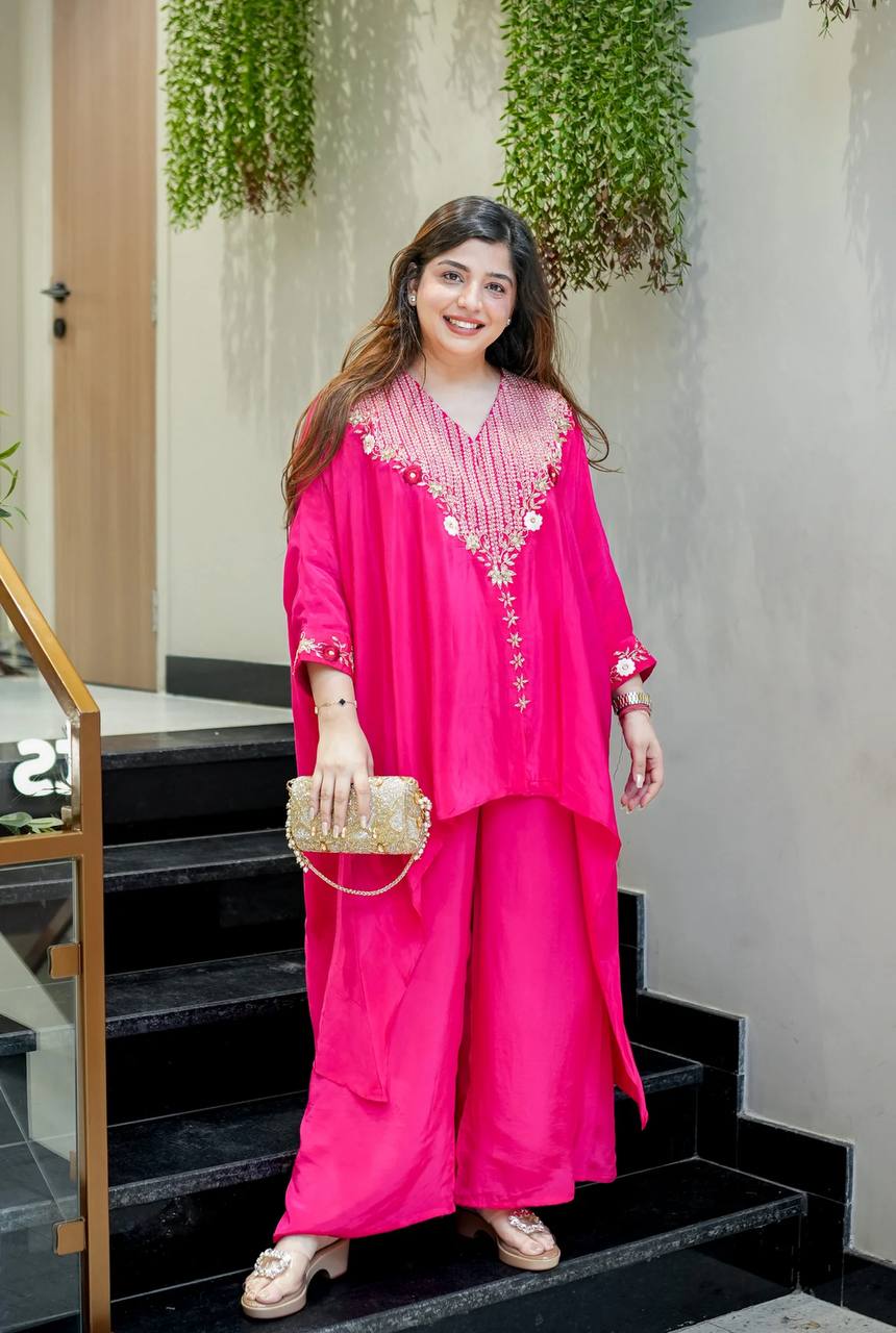 Designer Heavy Chinon Embroidered Kaftan Cord Set | Party & Festive Wear (2 Pc Set)