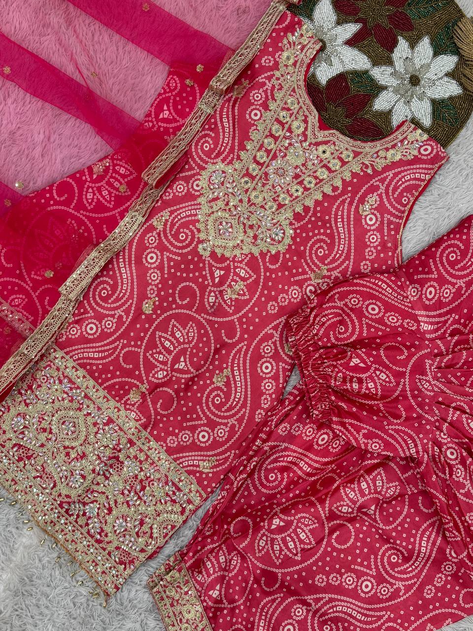 Designer Chinon Silk Embroidered Dhoti Set with Dupatta | Ready-to-Wear Collection