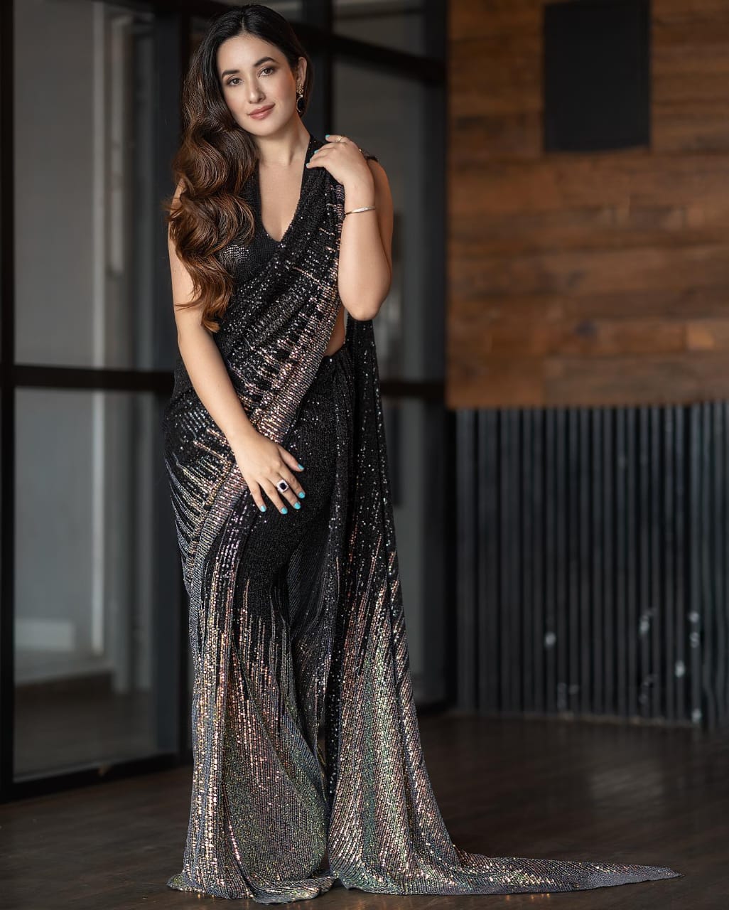 Premium Georgette Saree with All Over Sequins Work & Piping Lace – Designer Party Wear Saree_NWH