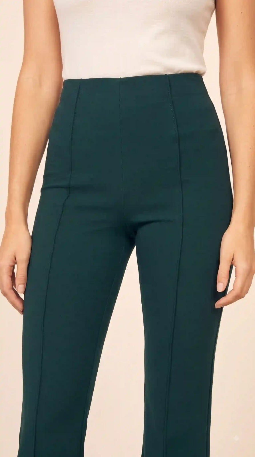 Dark Green High-Waist Flared Pants – view 2