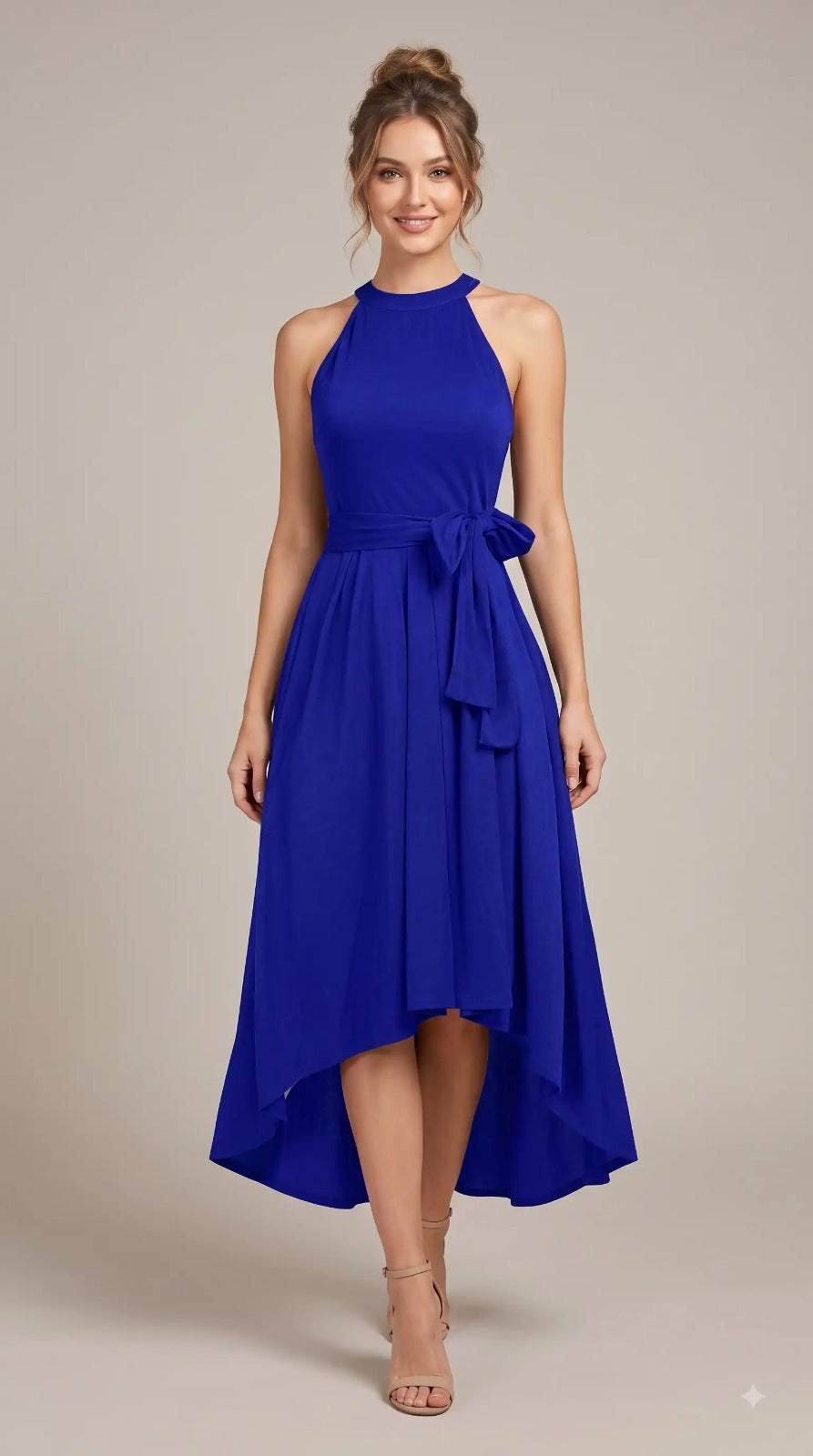 Royal Blue Halter Neck Dress – front view