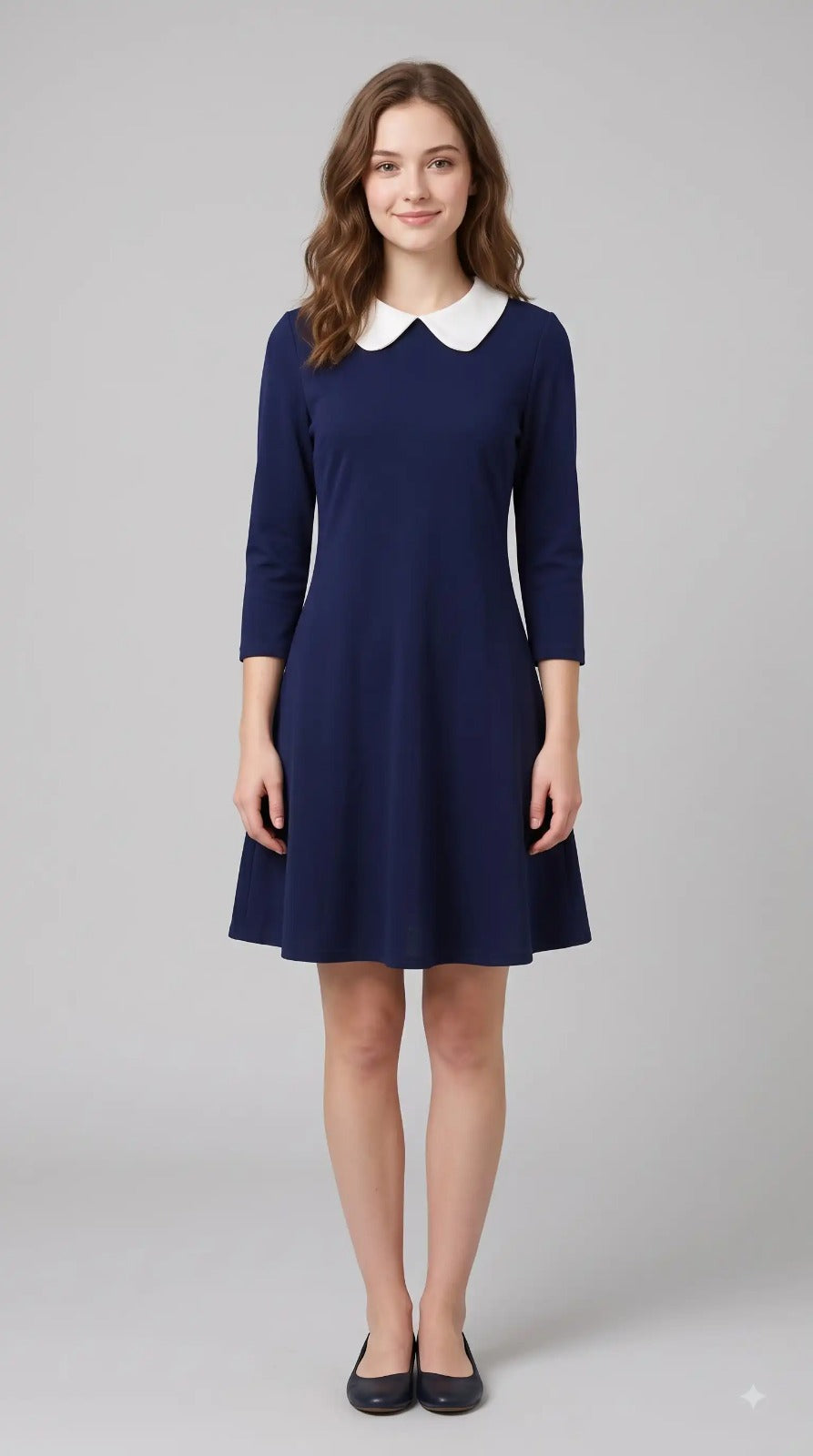 Navy Blue A-Line Dress – front view