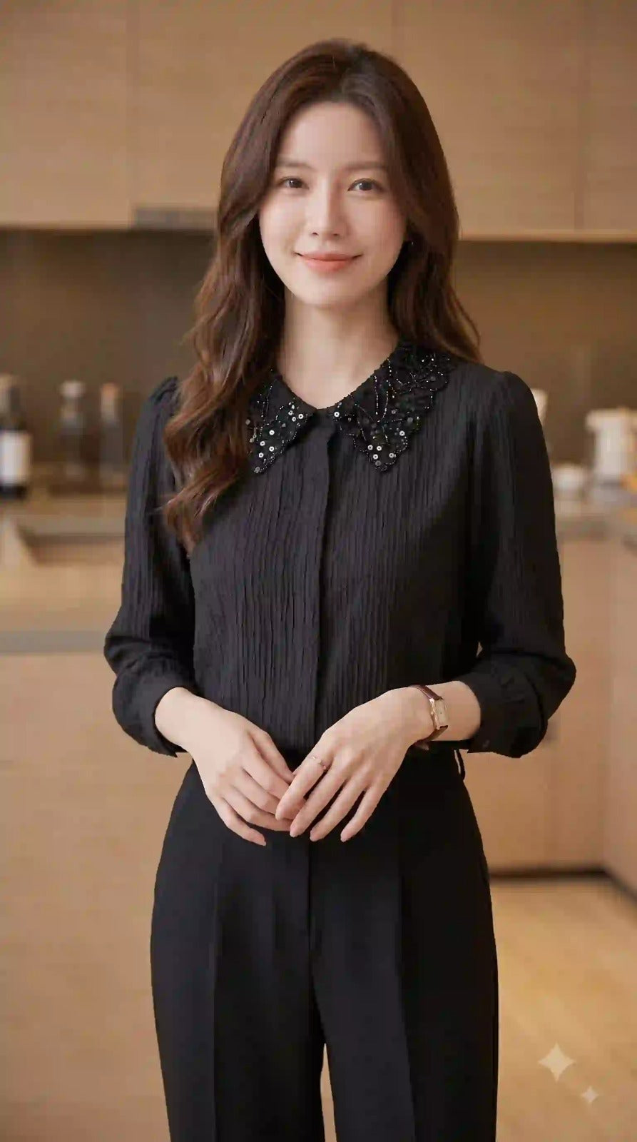 Black Textured Shirt – front view