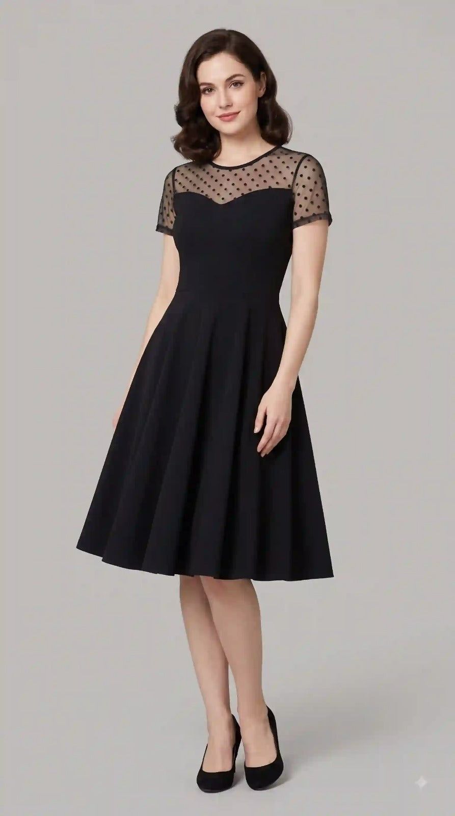 Black Fit & Flare Dress – front view
