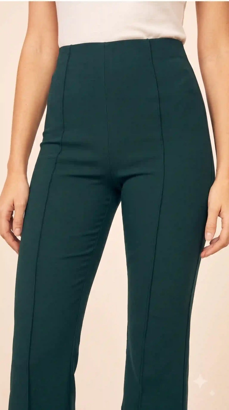 Dark Green High-Waist Flared Pants – view 3