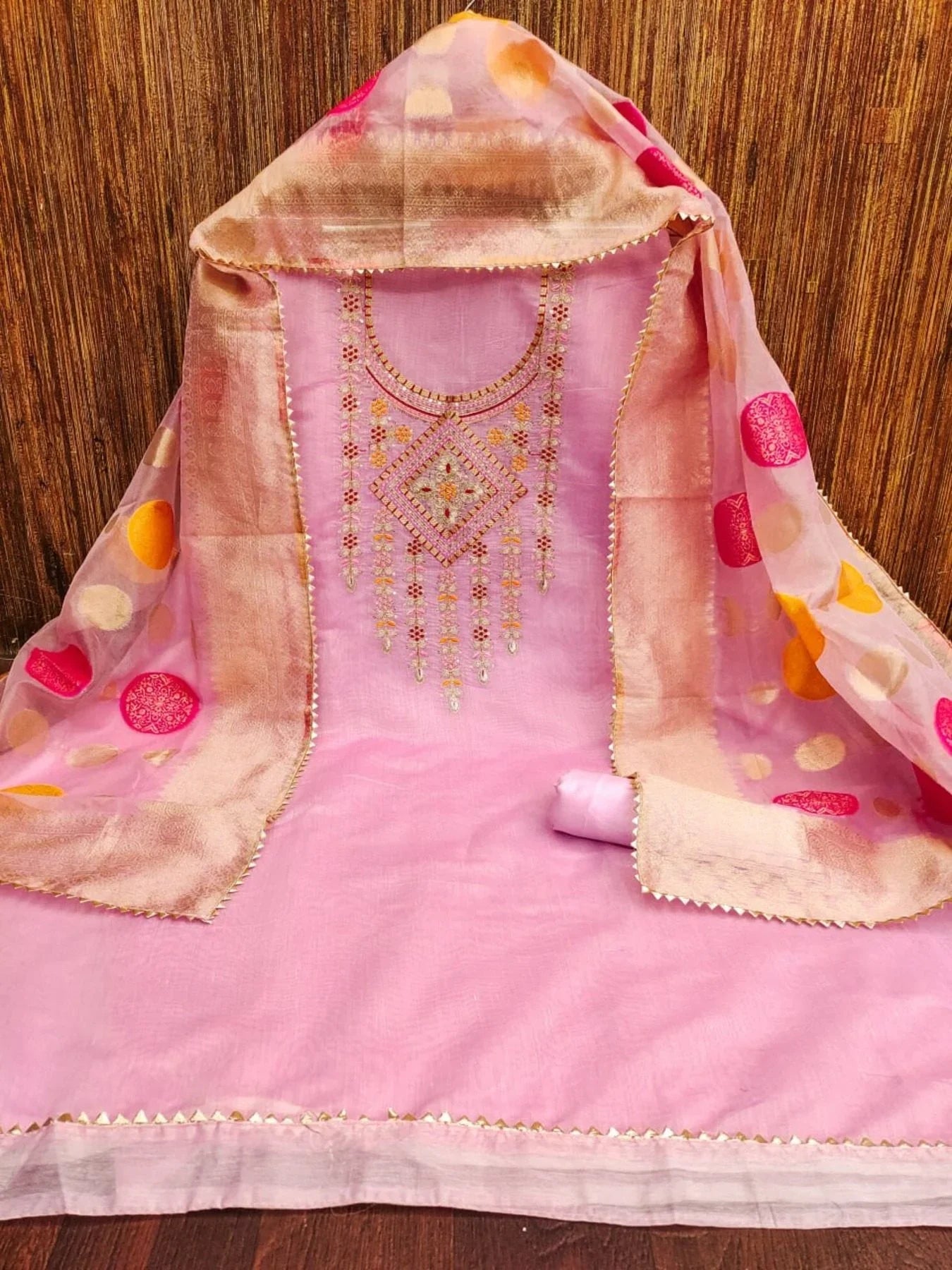 Launching New Pink Color Chanderi Dress Material Collection At Wholesale Rate