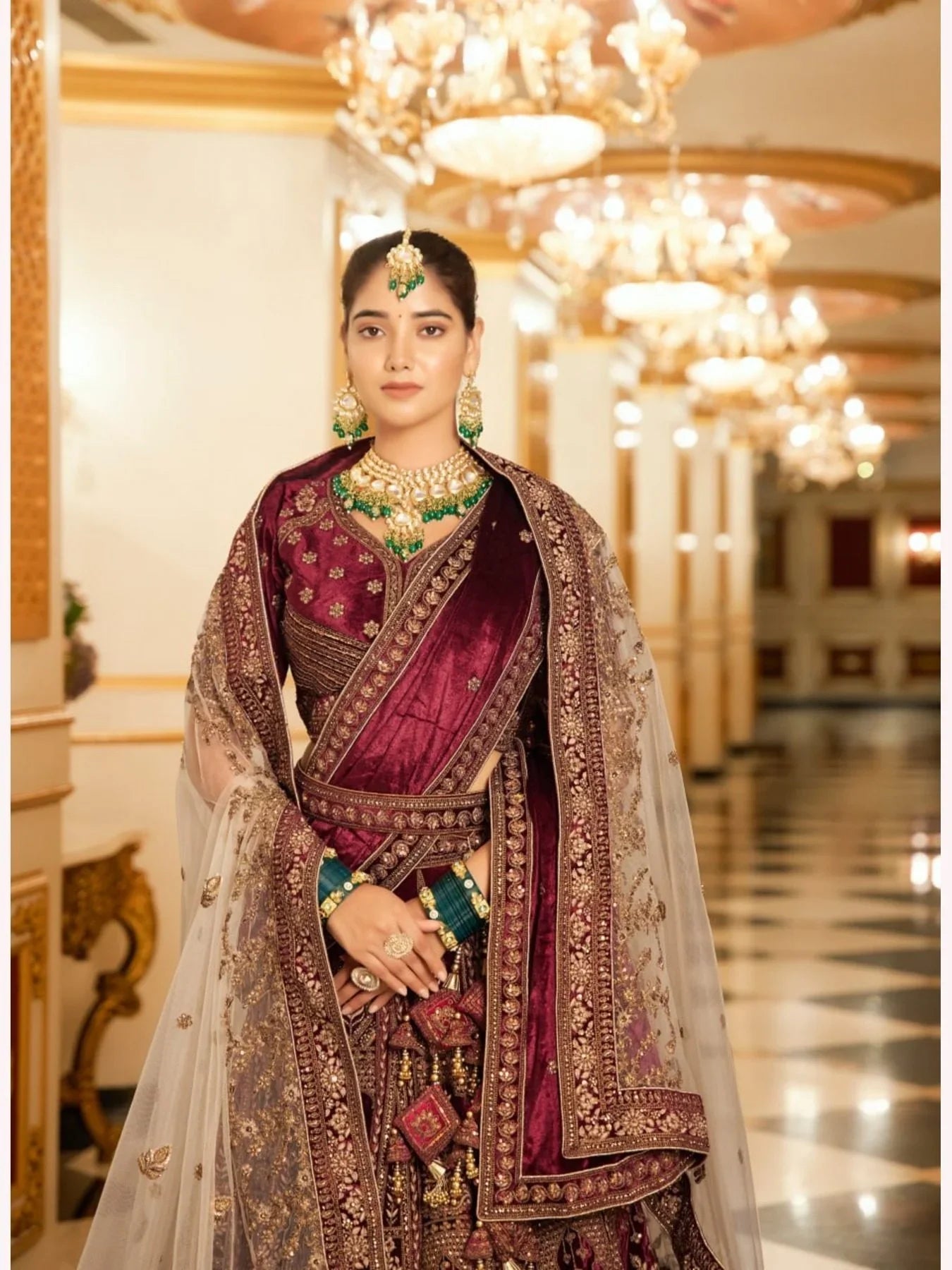 Luxurious Bridal Special Lycra Velvet Lehenga Choli With Double Dupatta