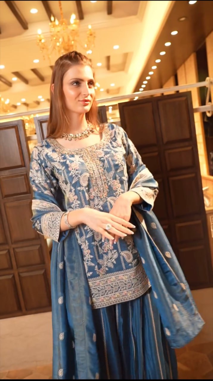 Chinon Sharara Set with Heavy Embroidery – RO2547