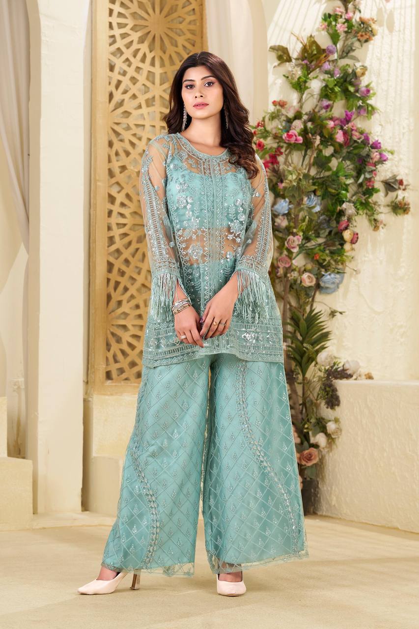 Designer Butterfly Net Embroidered Co-Ord Set